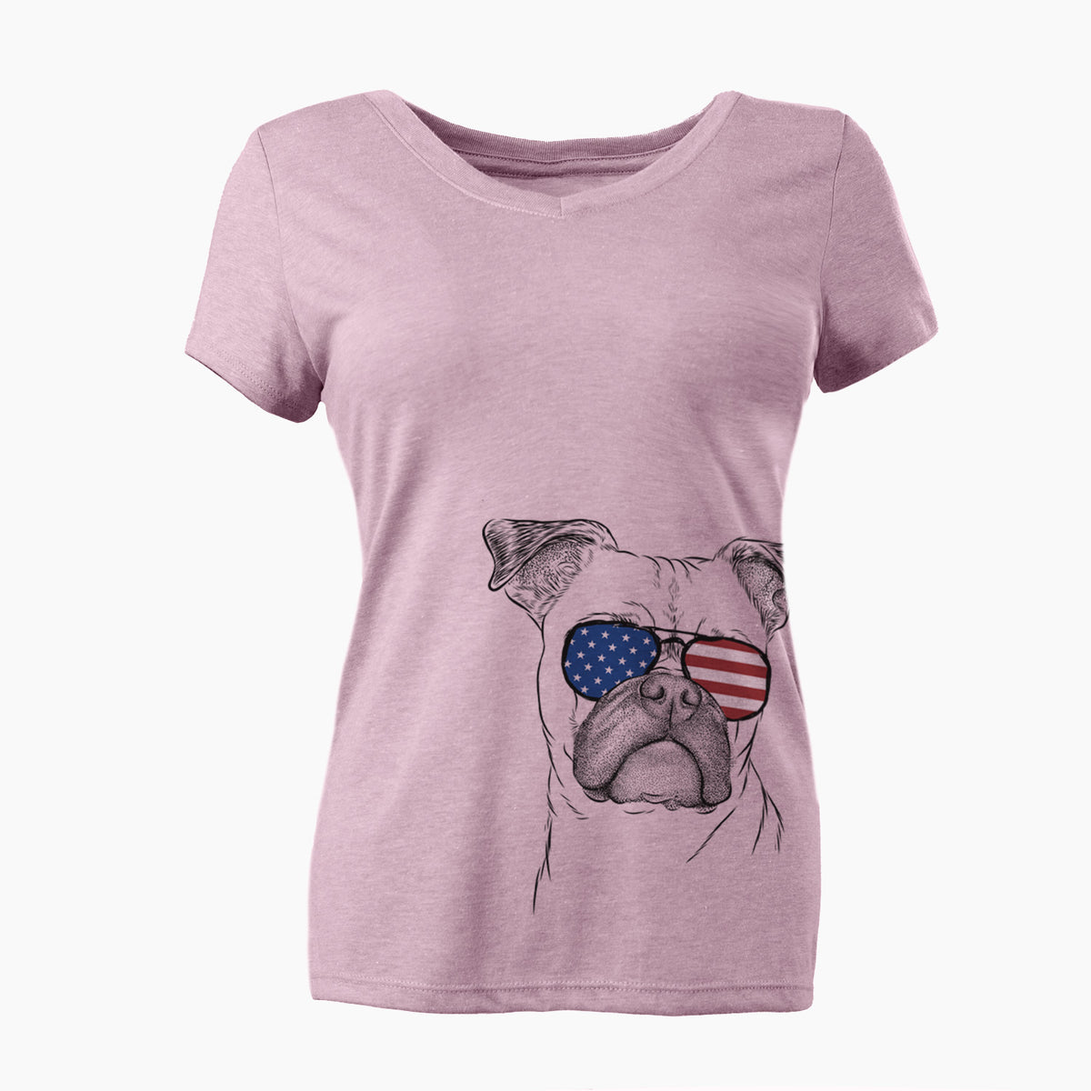 USA Mack the Bugg (Boston Terrier/Pug) - Women's Perfect V-neck Shirt