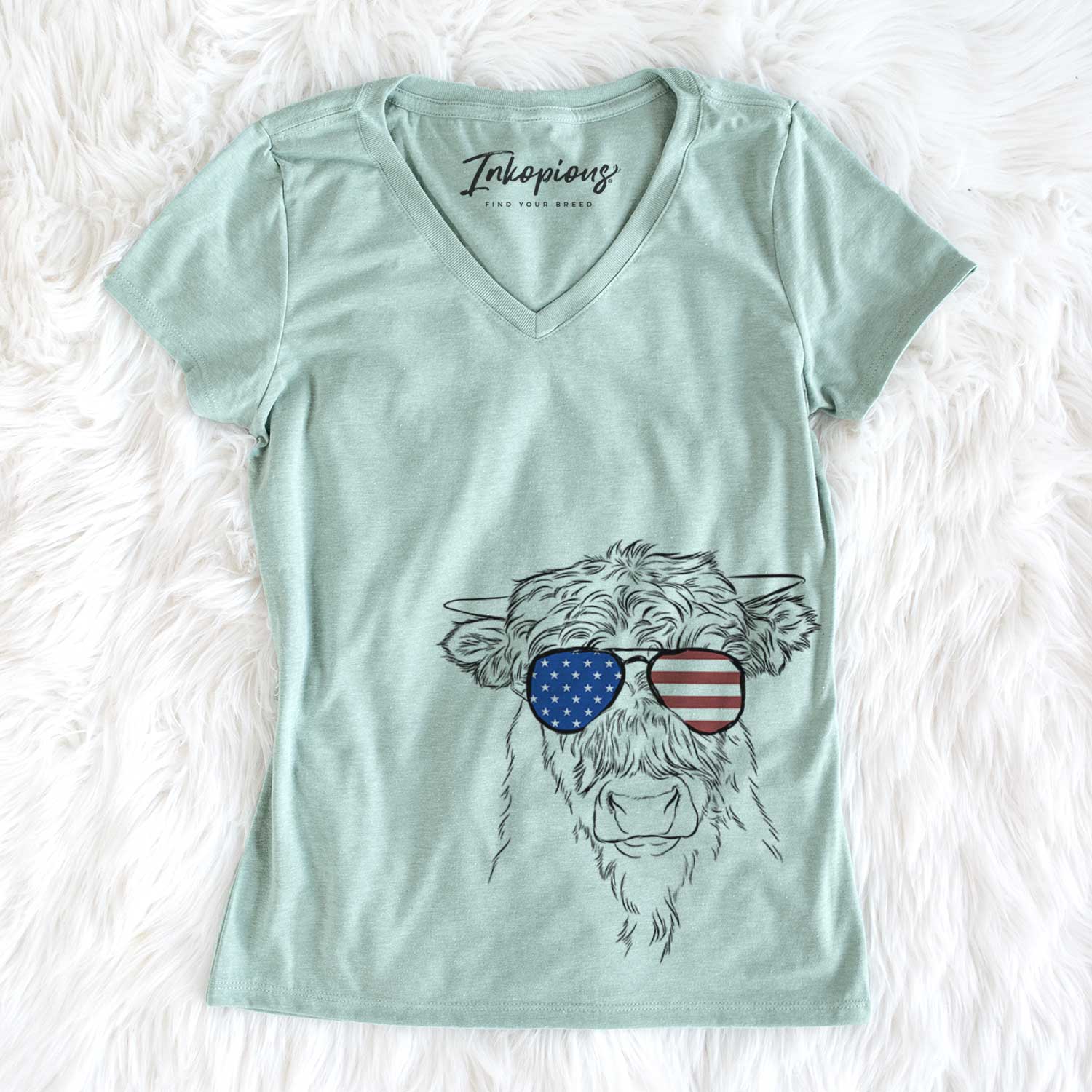 USA Mack the Scottish Highland Cow - Women's Perfect V-neck Shirt