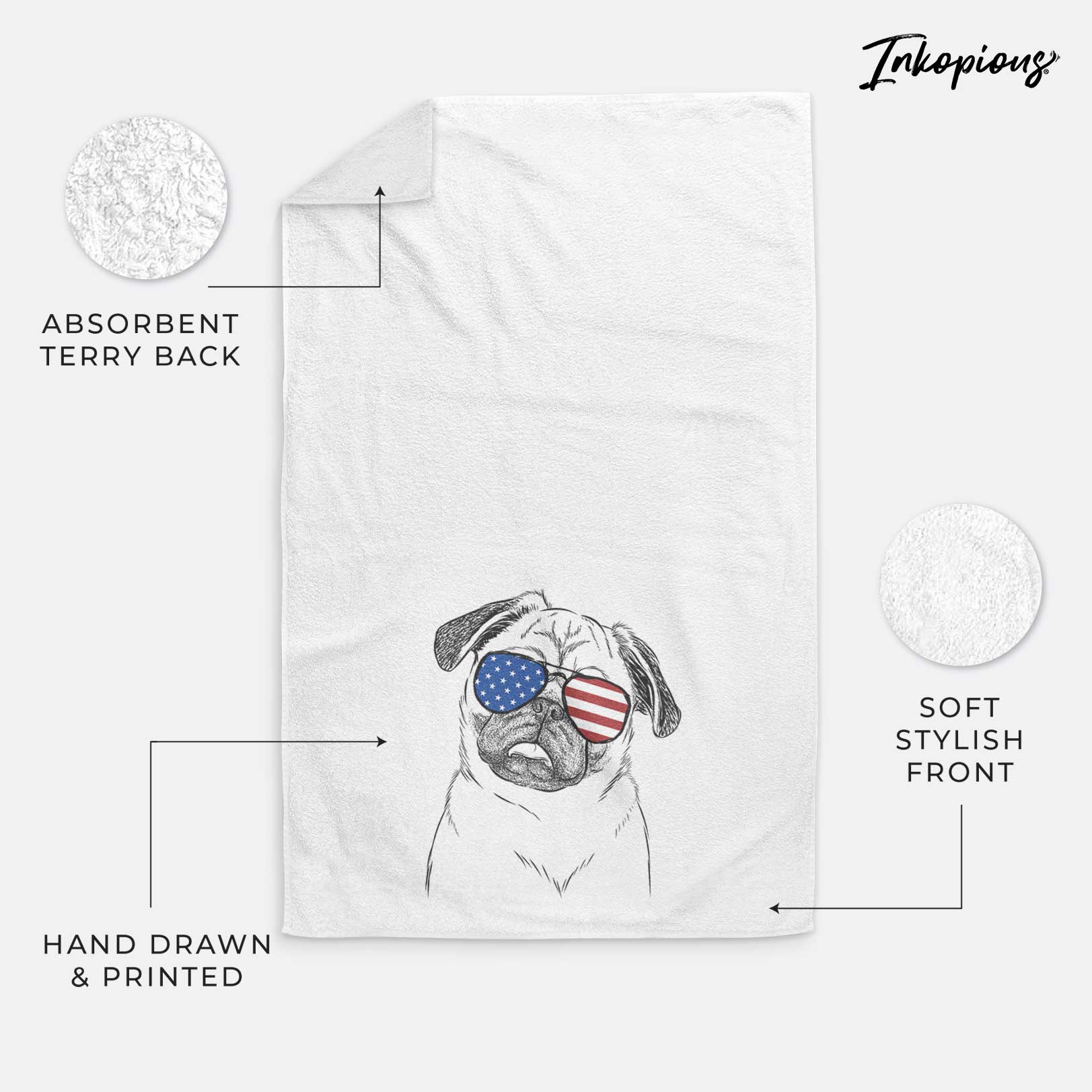 Macy the Pug Decorative Hand Towel