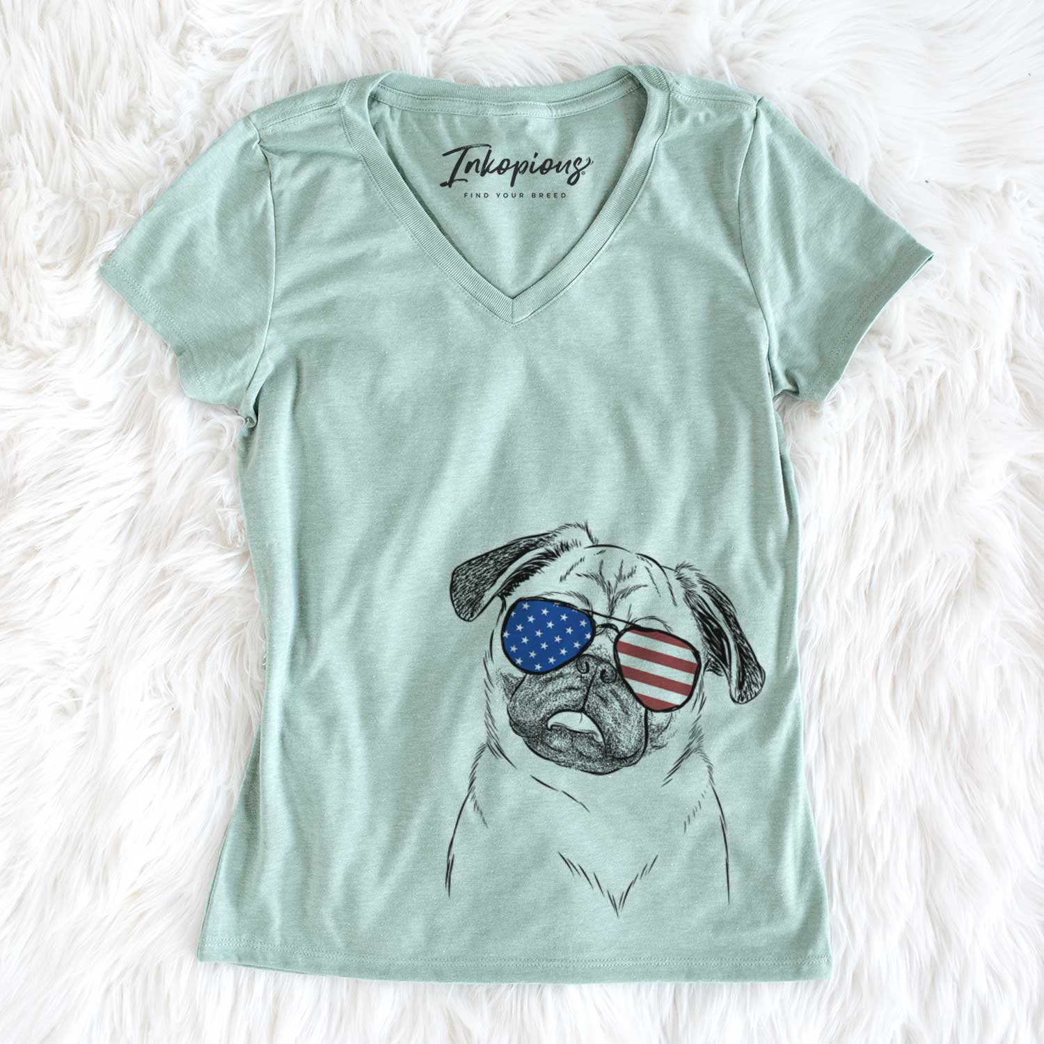 USA Macy the Pug - Women's Perfect V-neck Shirt