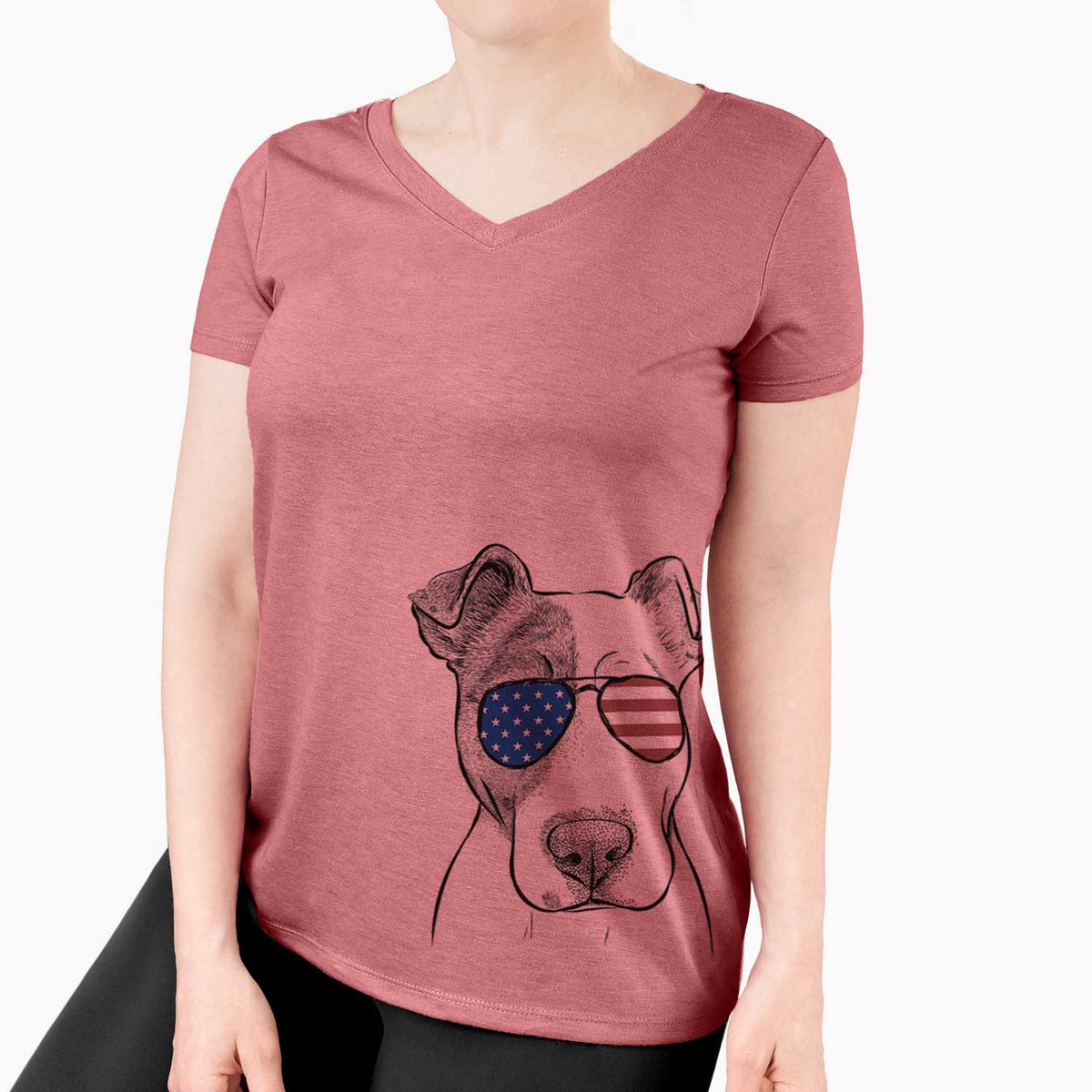 USA Manchi the Pitbull Mix - Women's Perfect V-neck Shirt