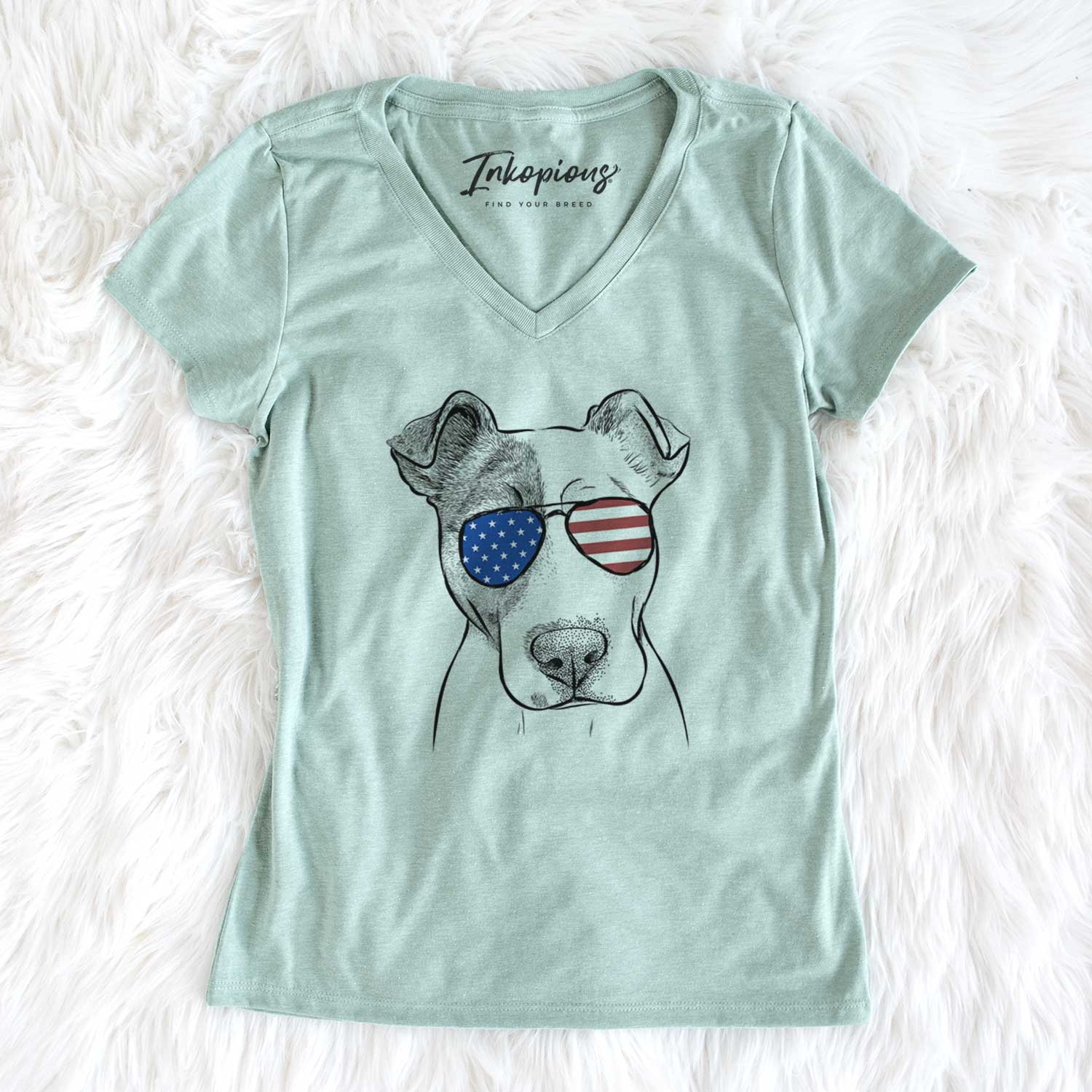 USA Manchi the Pitbull Mix - Women's Perfect V-neck Shirt