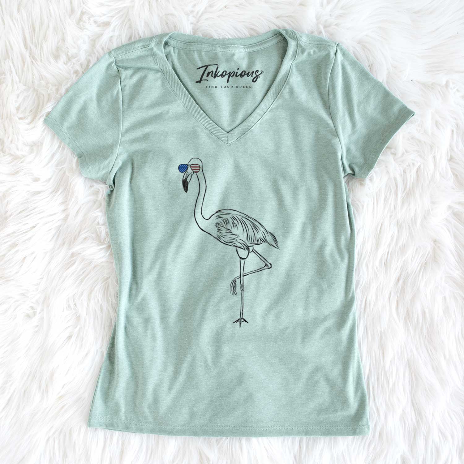 USA Mango the Flamingo - Women's Perfect V-neck Shirt