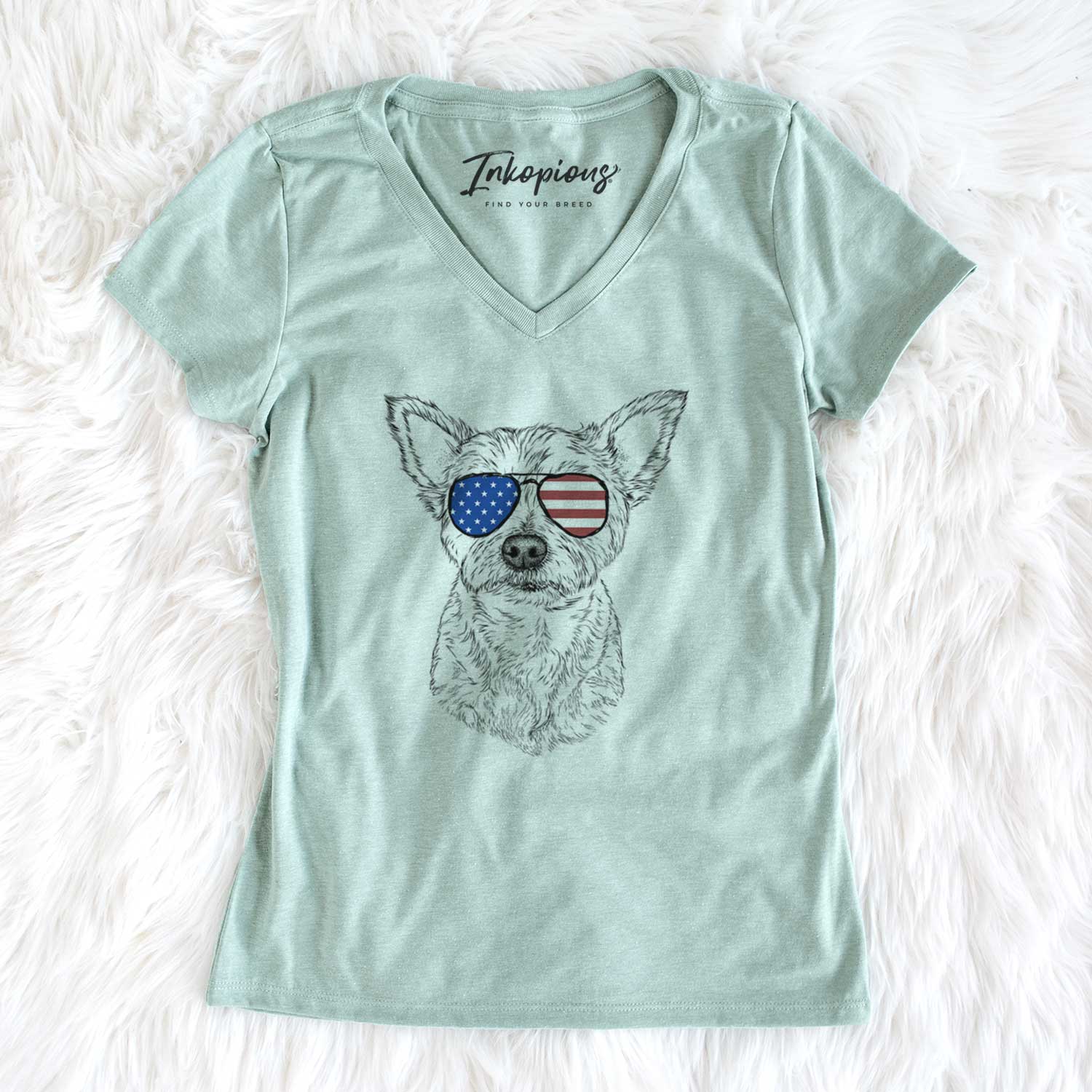 USA Mango the Yorker Cairn Terrier Mix - Women's Perfect V-neck Shirt