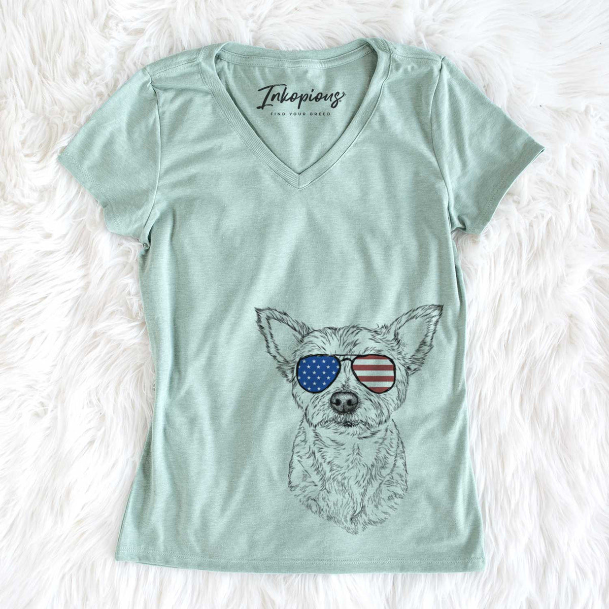 USA Mango the Yorker Cairn Terrier Mix - Women's Perfect V-neck Shirt