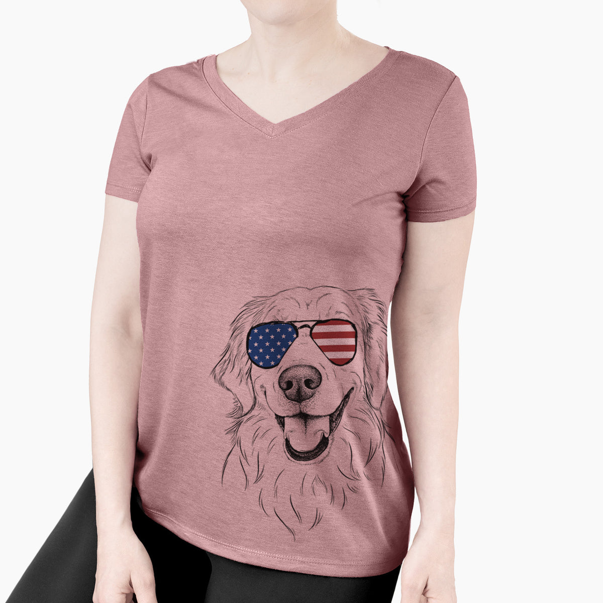 USA Maple the Golden Retriever - Women's Perfect V-neck Shirt