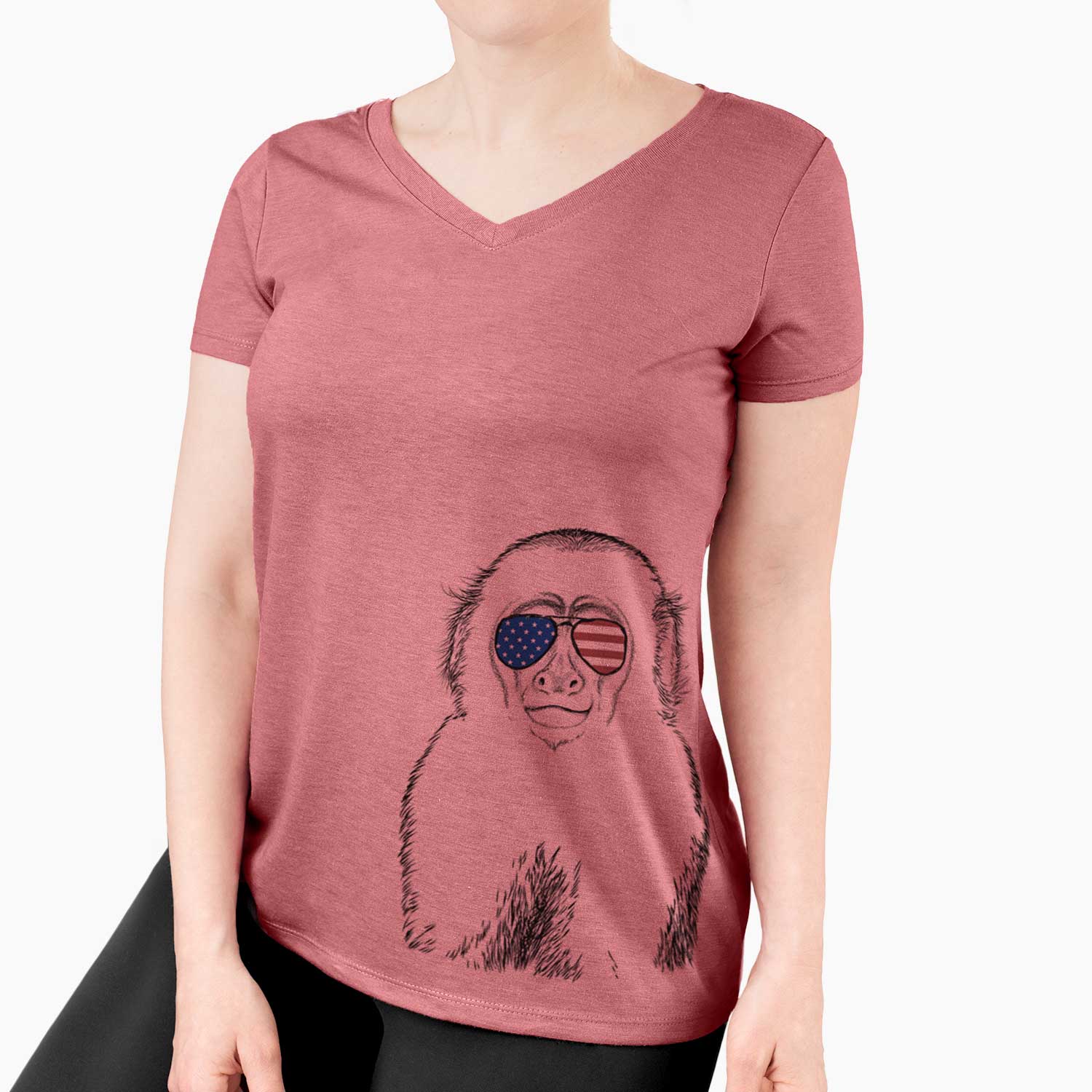 USA Marcel the Capuchin Monkey - Women's Perfect V-neck Shirt