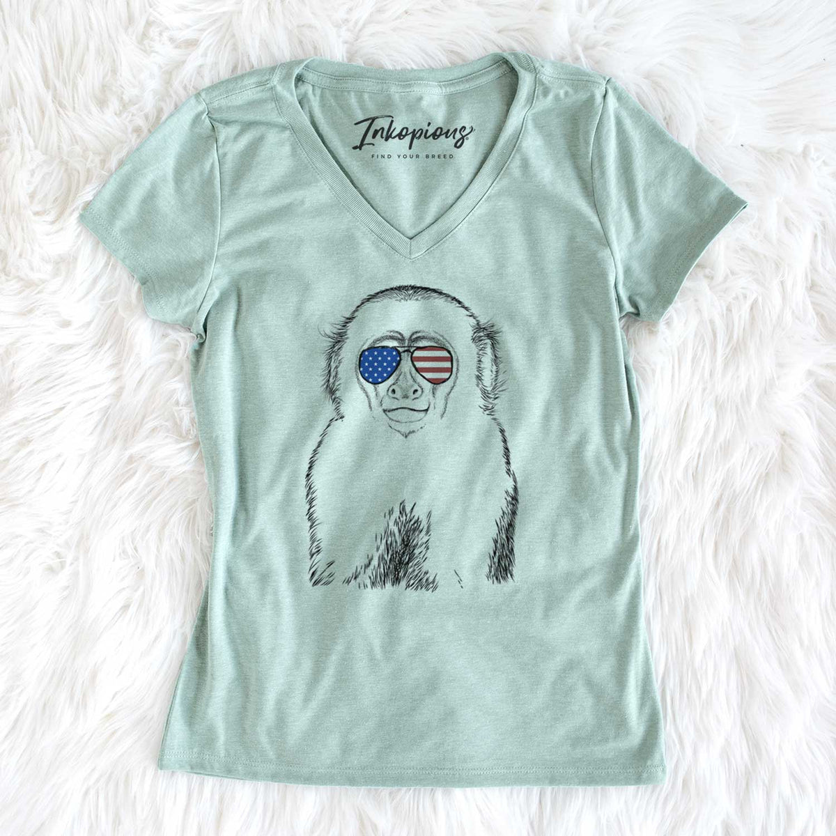 USA Marcel the Capuchin Monkey - Women's Perfect V-neck Shirt