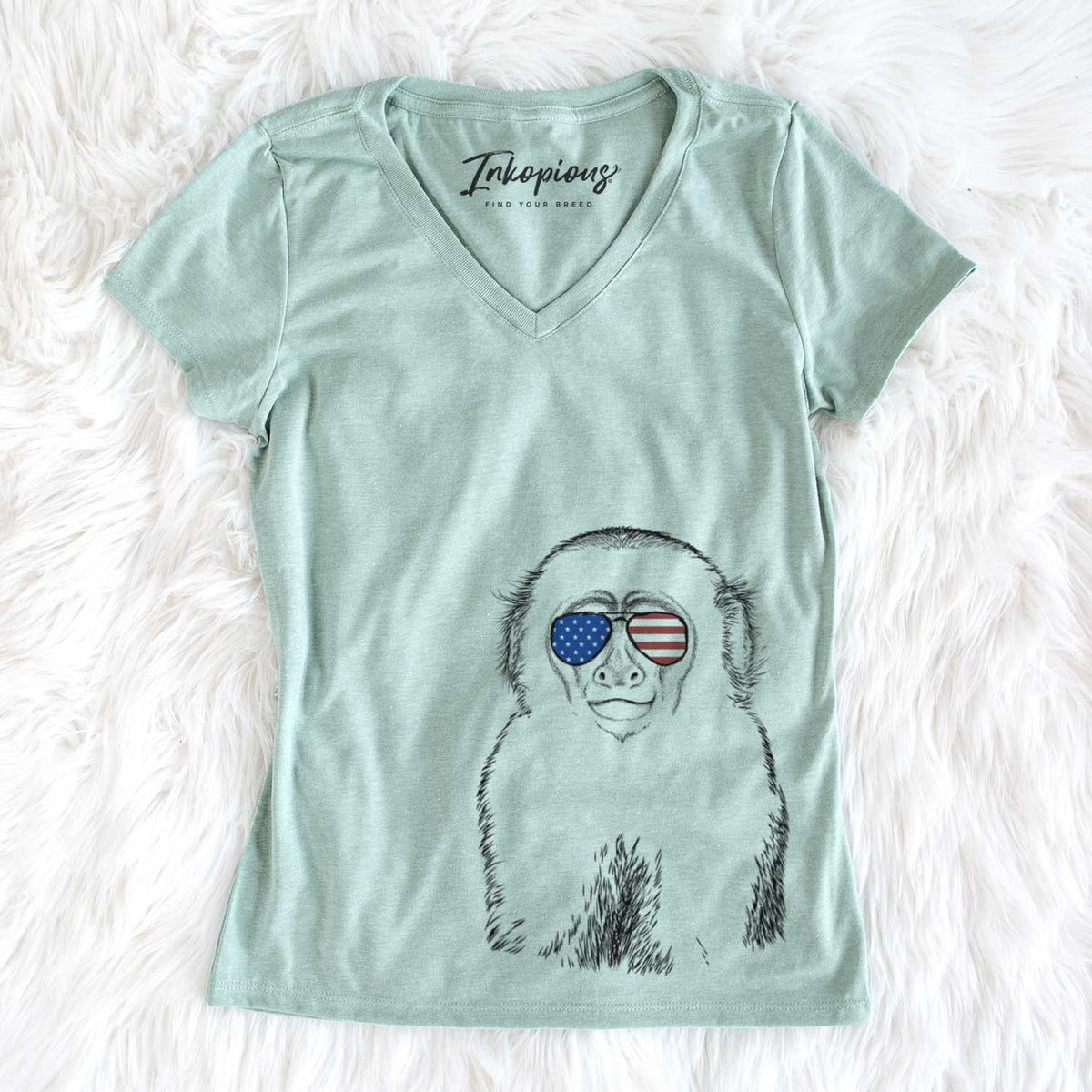 USA Marcel the Capuchin Monkey - Women's Perfect V-neck Shirt