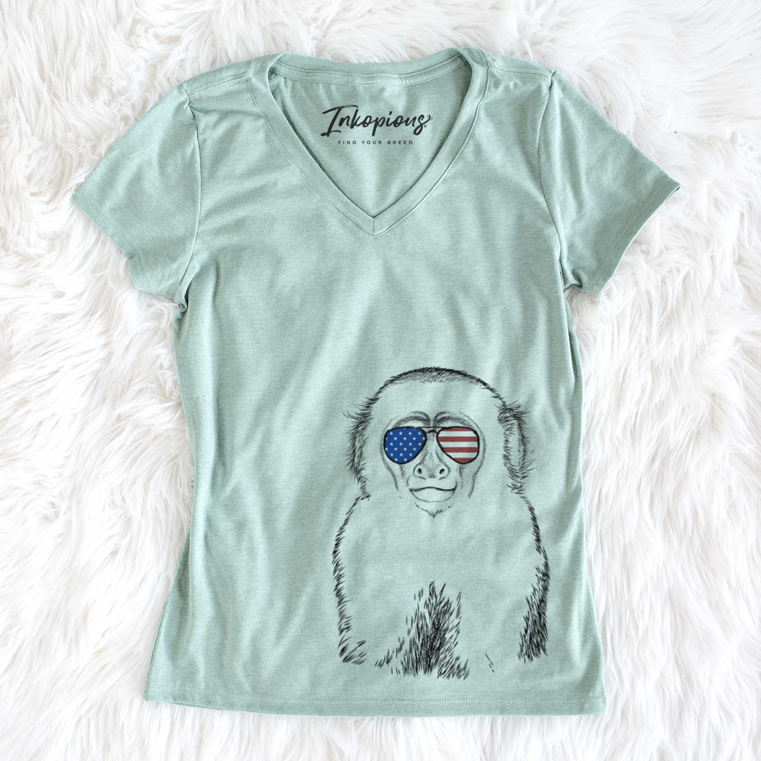 USA Marcel the Capuchin Monkey - Women's Perfect V-neck Shirt