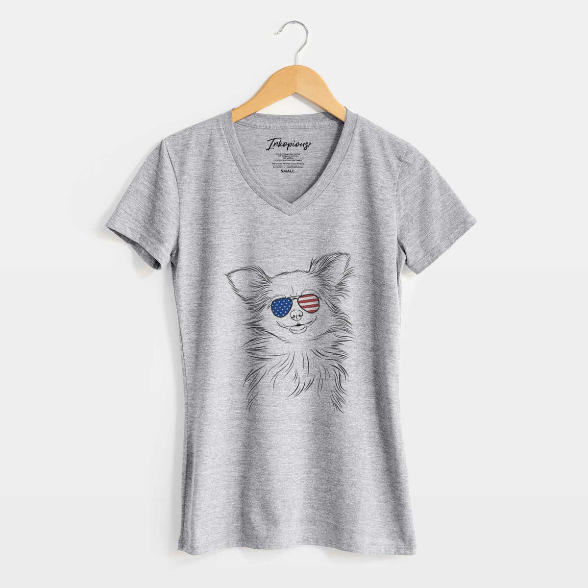 USA Marzi the Long Haired Chihuahua - Women&#39;s Perfect V-neck Shirt