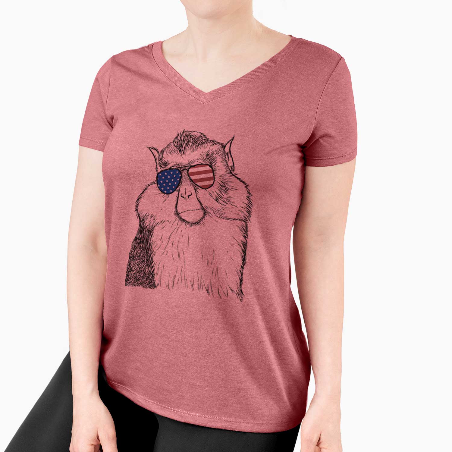 USA Matata the Mona Monkey - Women's Perfect V-neck Shirt