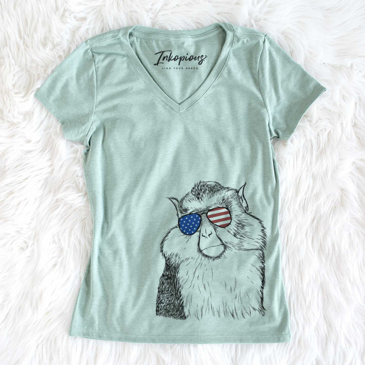 USA Matata the Mona Monkey - Women's Perfect V-neck Shirt