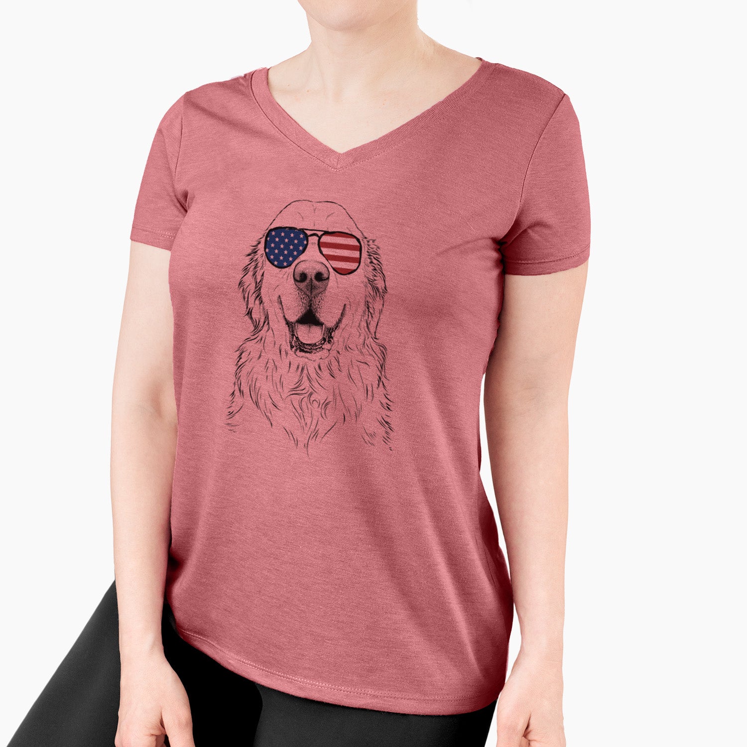 USA Maximus the Golden Retriever - Women's Perfect V-neck Shirt