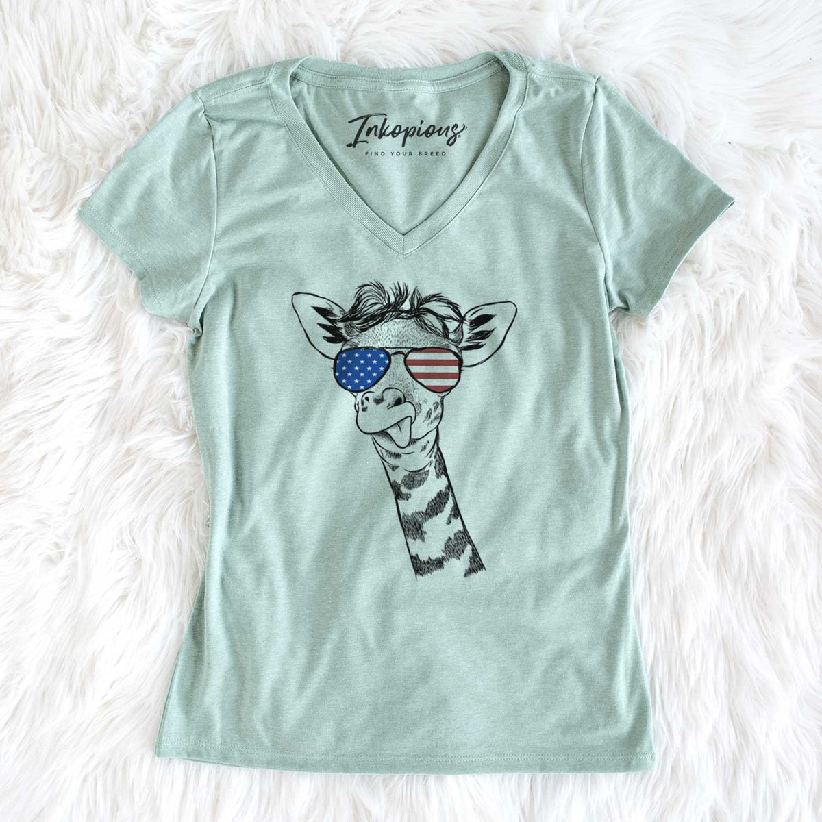 USA Mel the Baby Giraffe - Women's Perfect V-neck Shirt