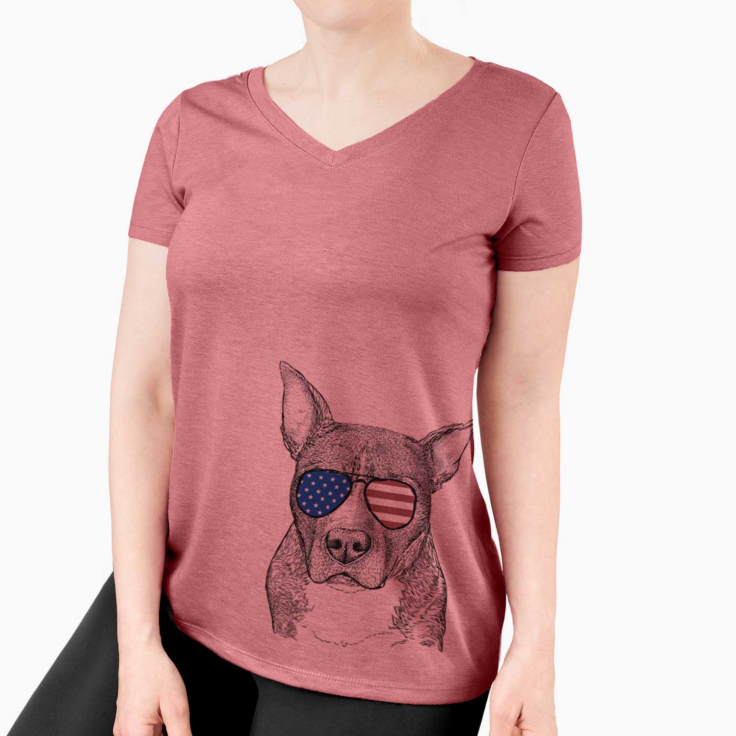 USA Mercy the Pitbull - Women's Perfect V-neck Shirt