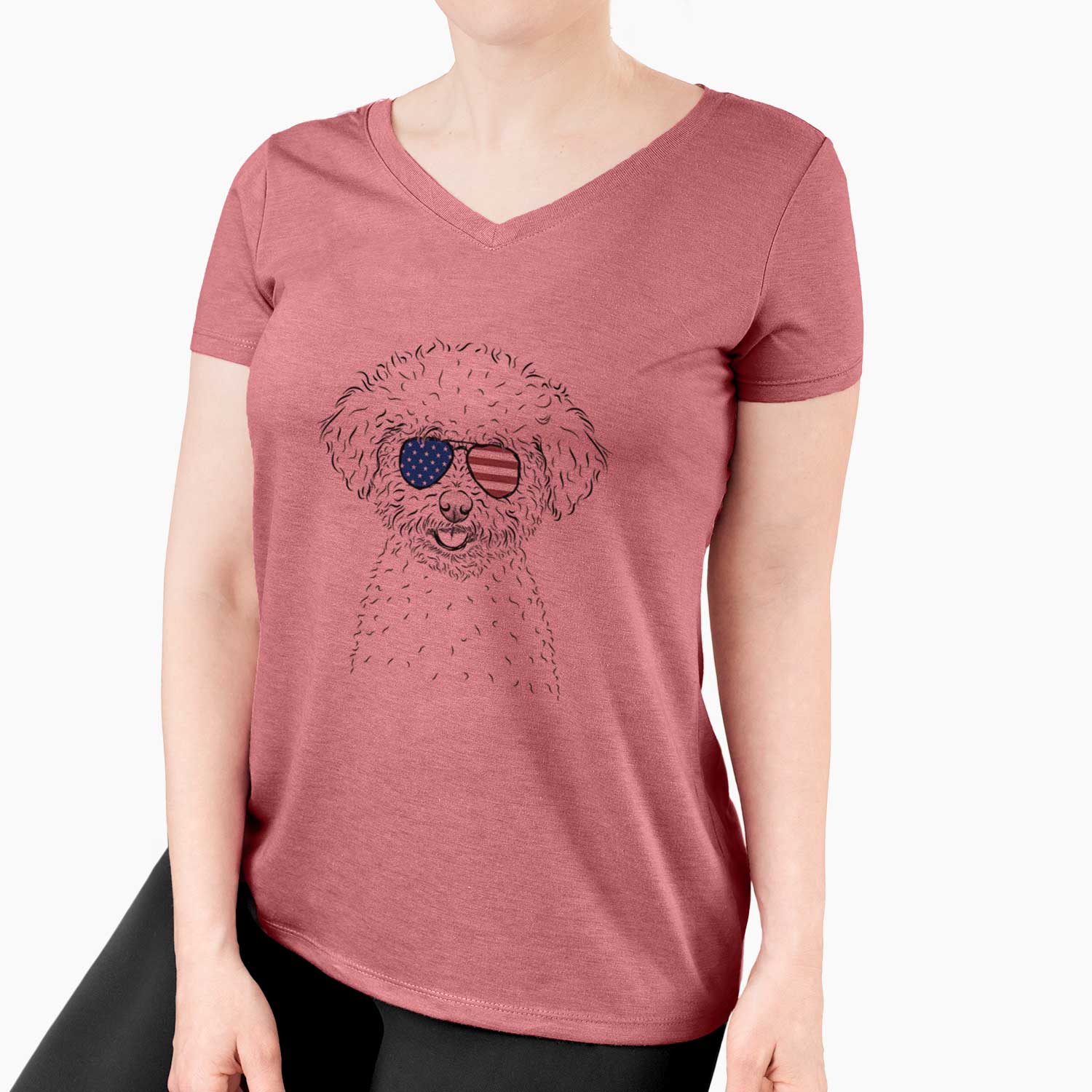USA Mickey the Bichon Frise - Women's Perfect V-neck Shirt