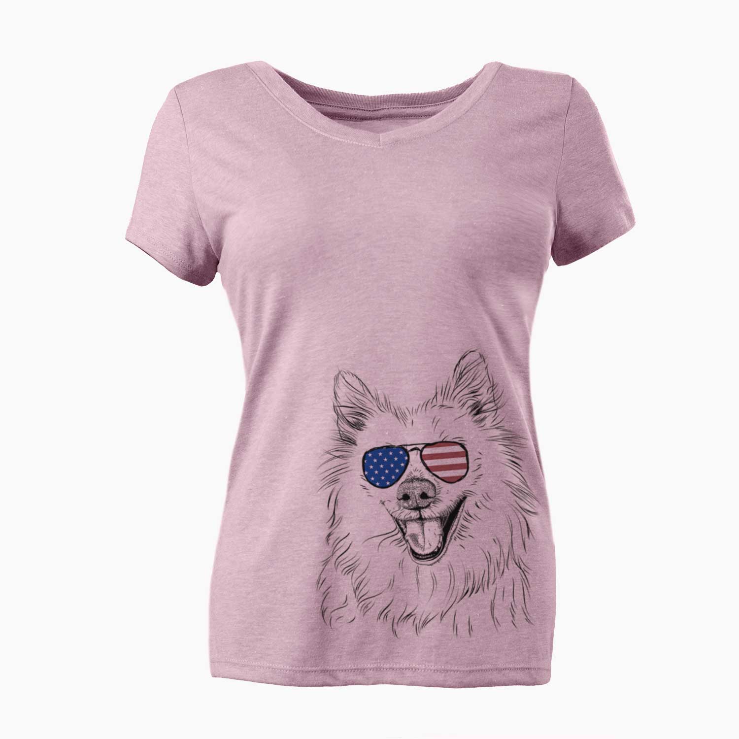 USA Miki the American Eskimo - Women's Perfect V-neck Shirt