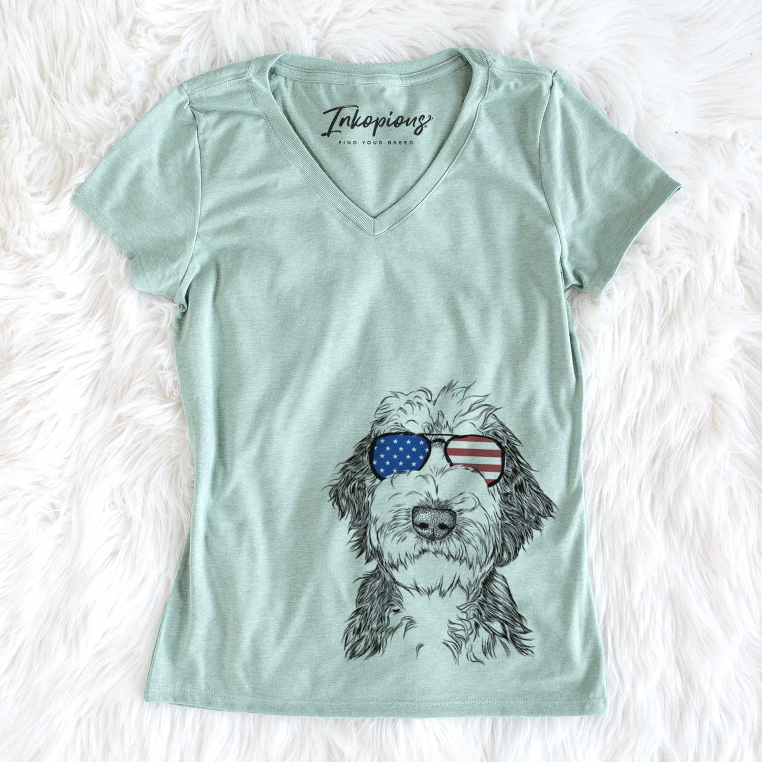 USA Milo Fluff the Sheepadoodle - Women's Perfect V-neck Shirt