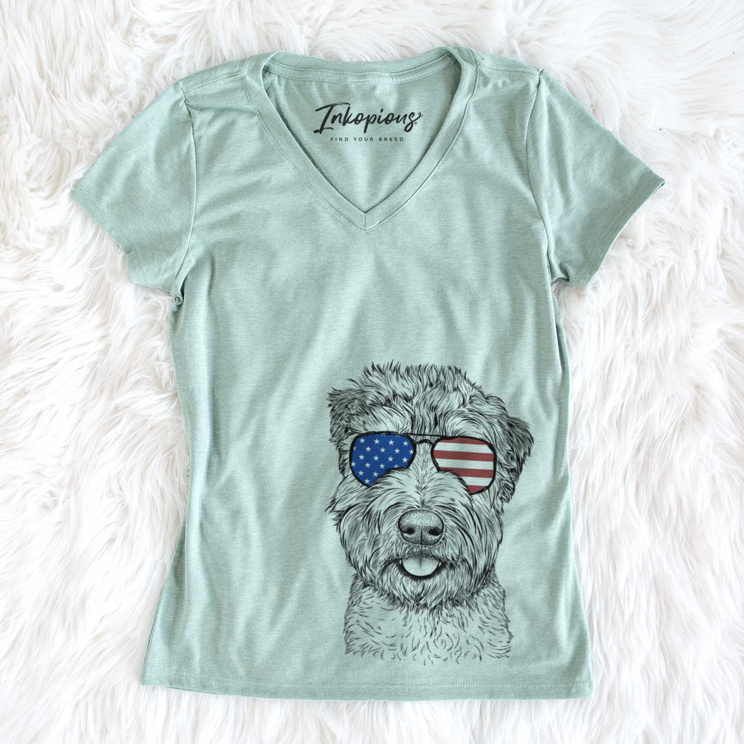 USA Milton the Soft Coated Wheaten Terrier - Women's Perfect V-neck Shirt