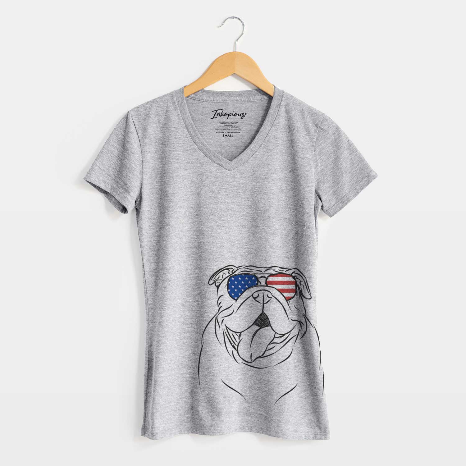 USA Missy Moo the English Bulldog - Women's Perfect V-neck Shirt