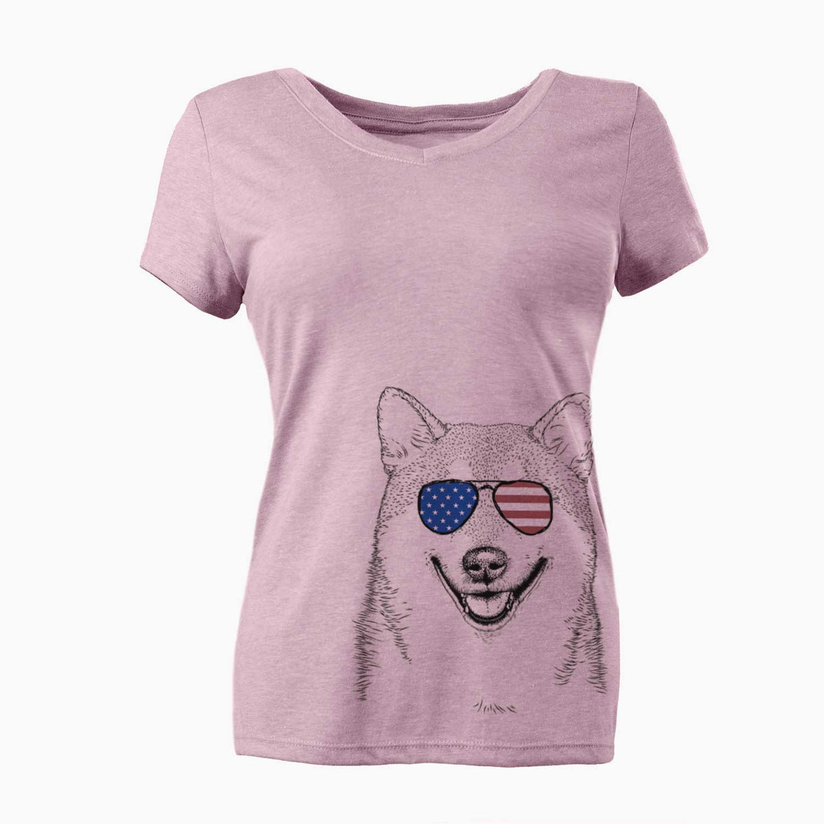 USA Mitsu the Shiba Inu - Women's Perfect V-neck Shirt