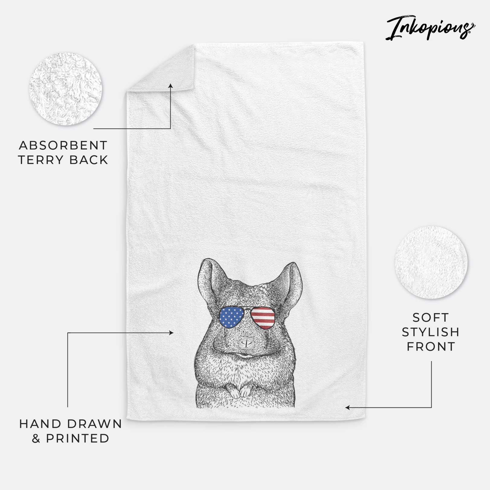 Mojo the Chinchilla Decorative Hand Towel