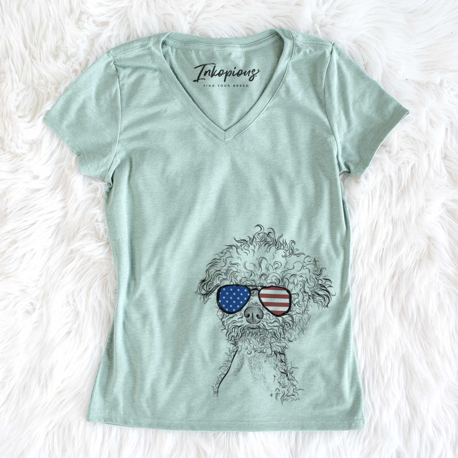 USA Muffin the Poodle - Women's Perfect V-neck Shirt