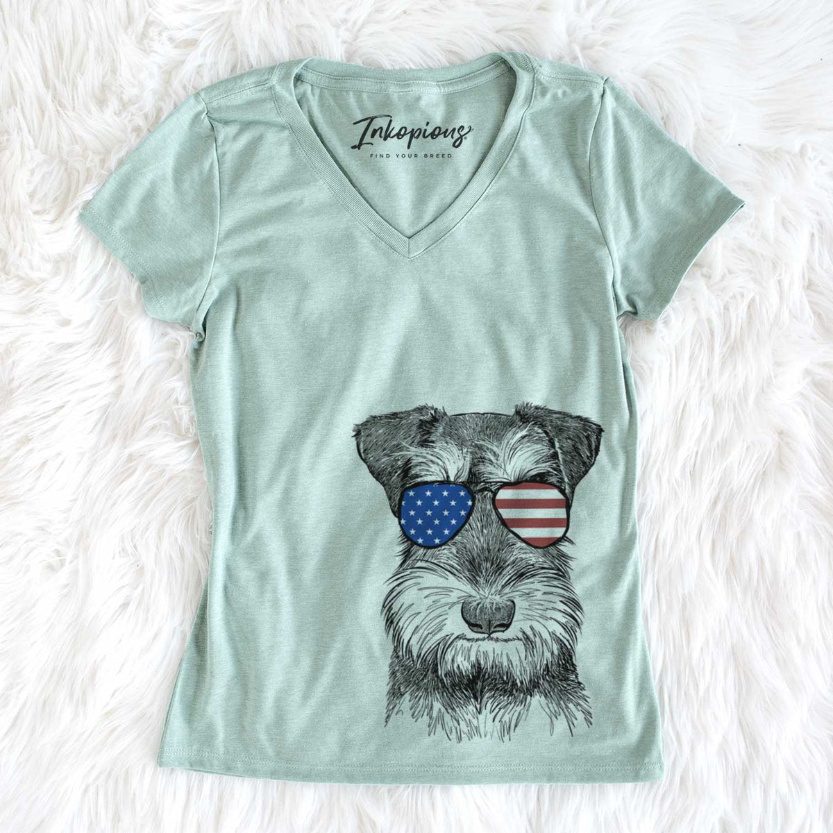 USA Murphy the Mini Schnauzer - Women's Perfect V-neck Shirt