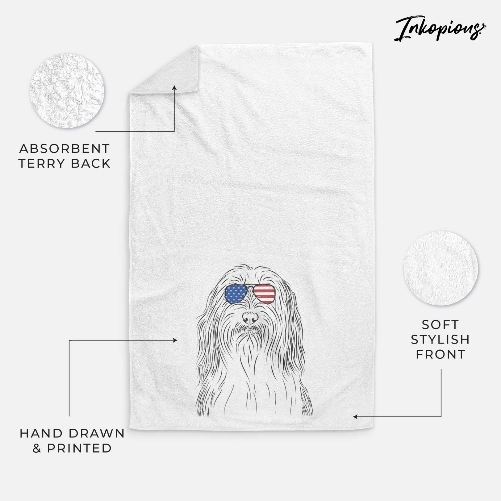 Murray the Bearded Collie Decorative Hand Towel