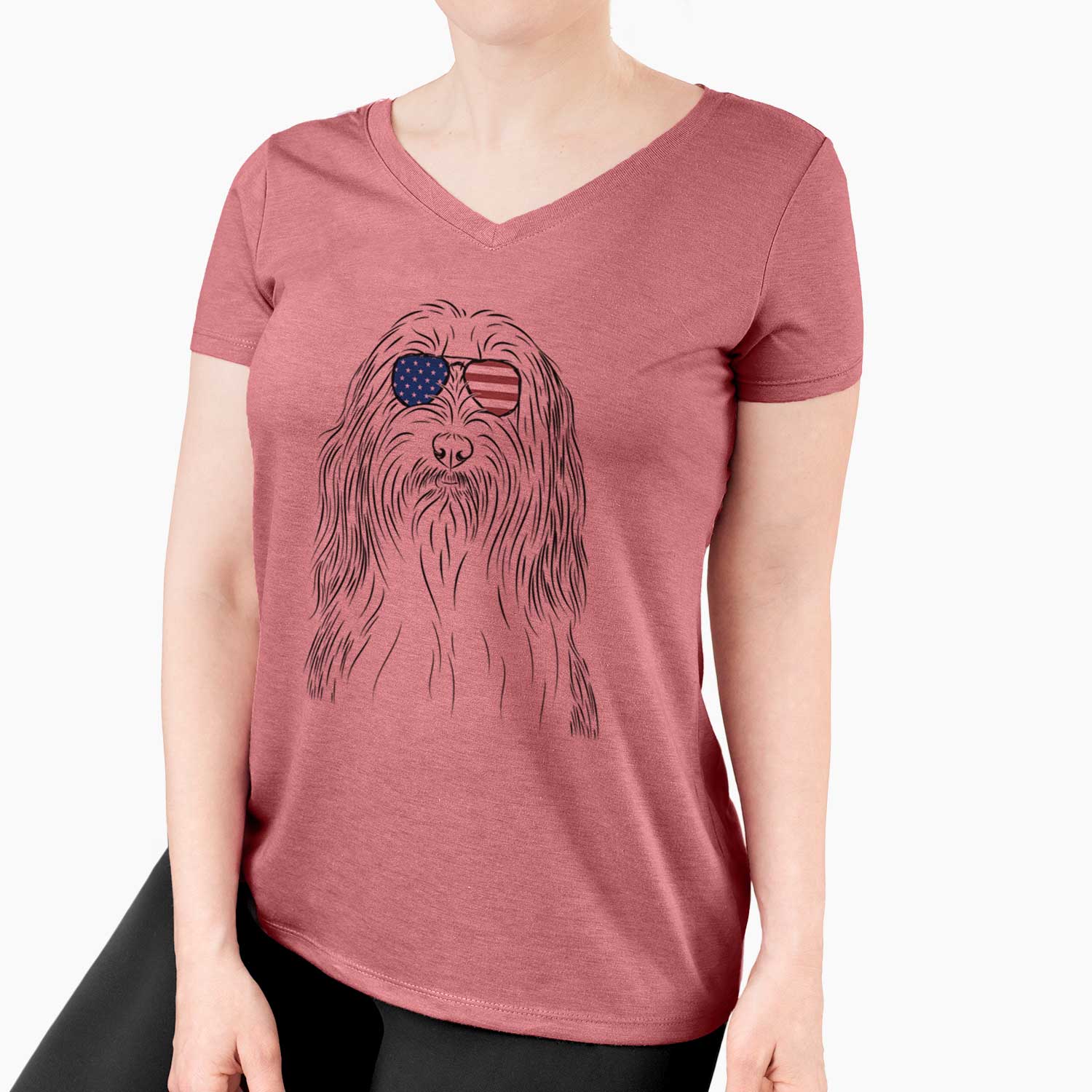 USA Murray the Bearded Collie - Women's Perfect V-neck Shirt