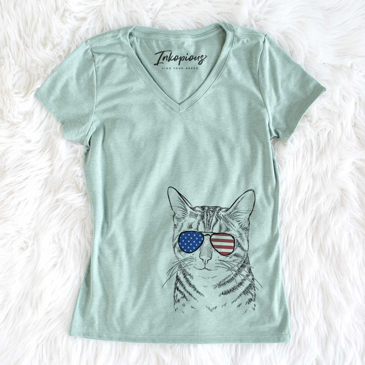 USA Nell the Tabby Cat - Women's Perfect V-neck Shirt