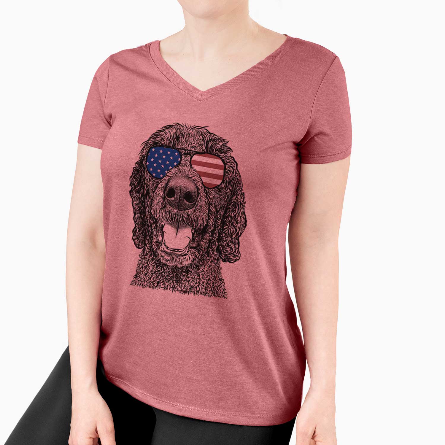 USA Obi James the Goldendoodle - Women's Perfect V-neck Shirt