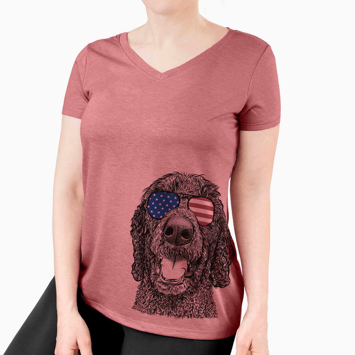 USA Obi James the Goldendoodle - Women's Perfect V-neck Shirt