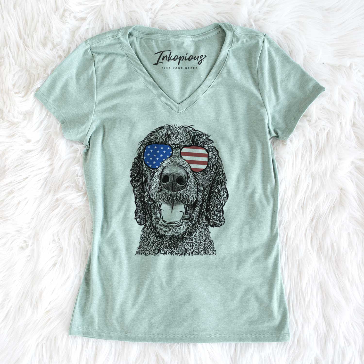 USA Obi James the Goldendoodle - Women's Perfect V-neck Shirt