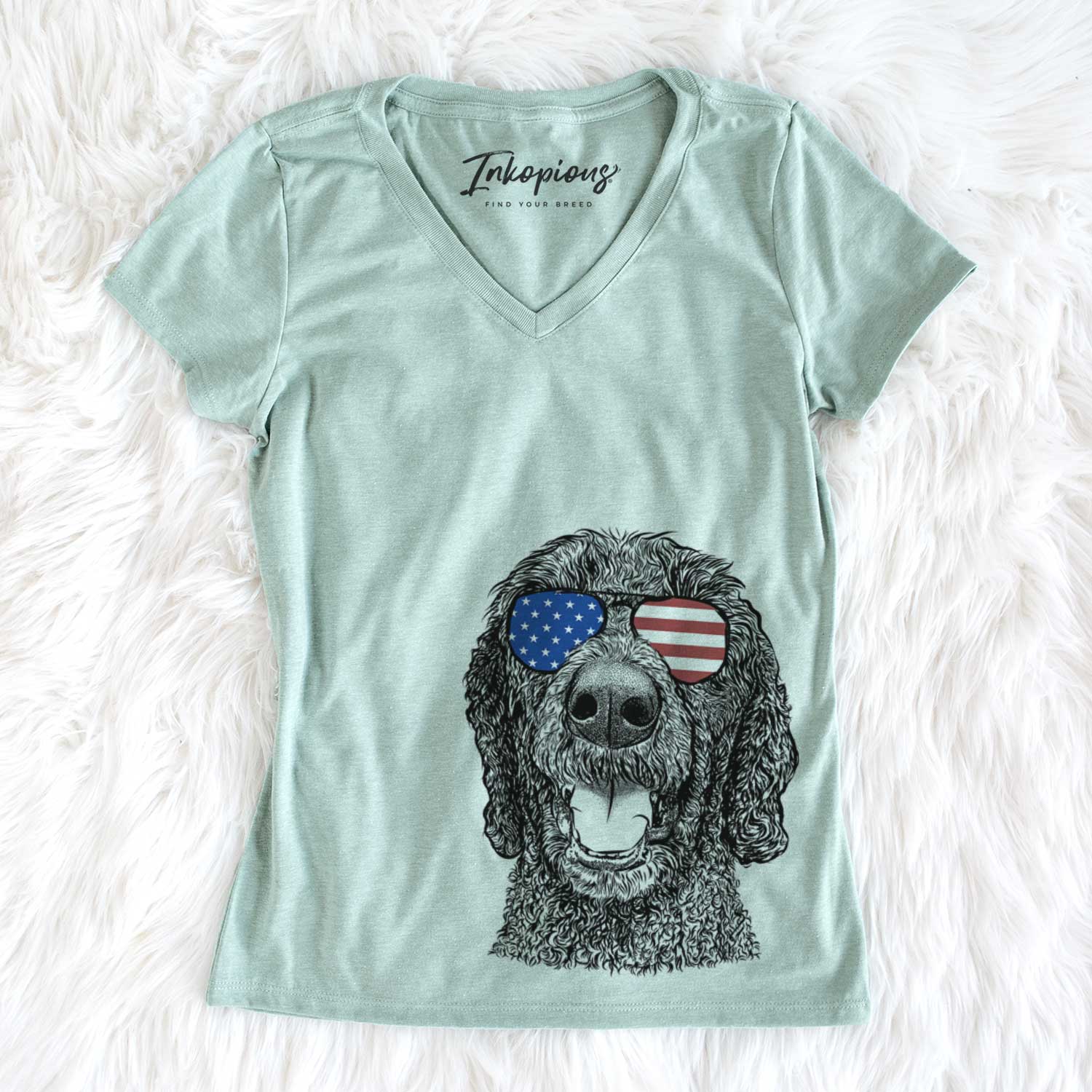 USA Obi James the Goldendoodle - Women's Perfect V-neck Shirt