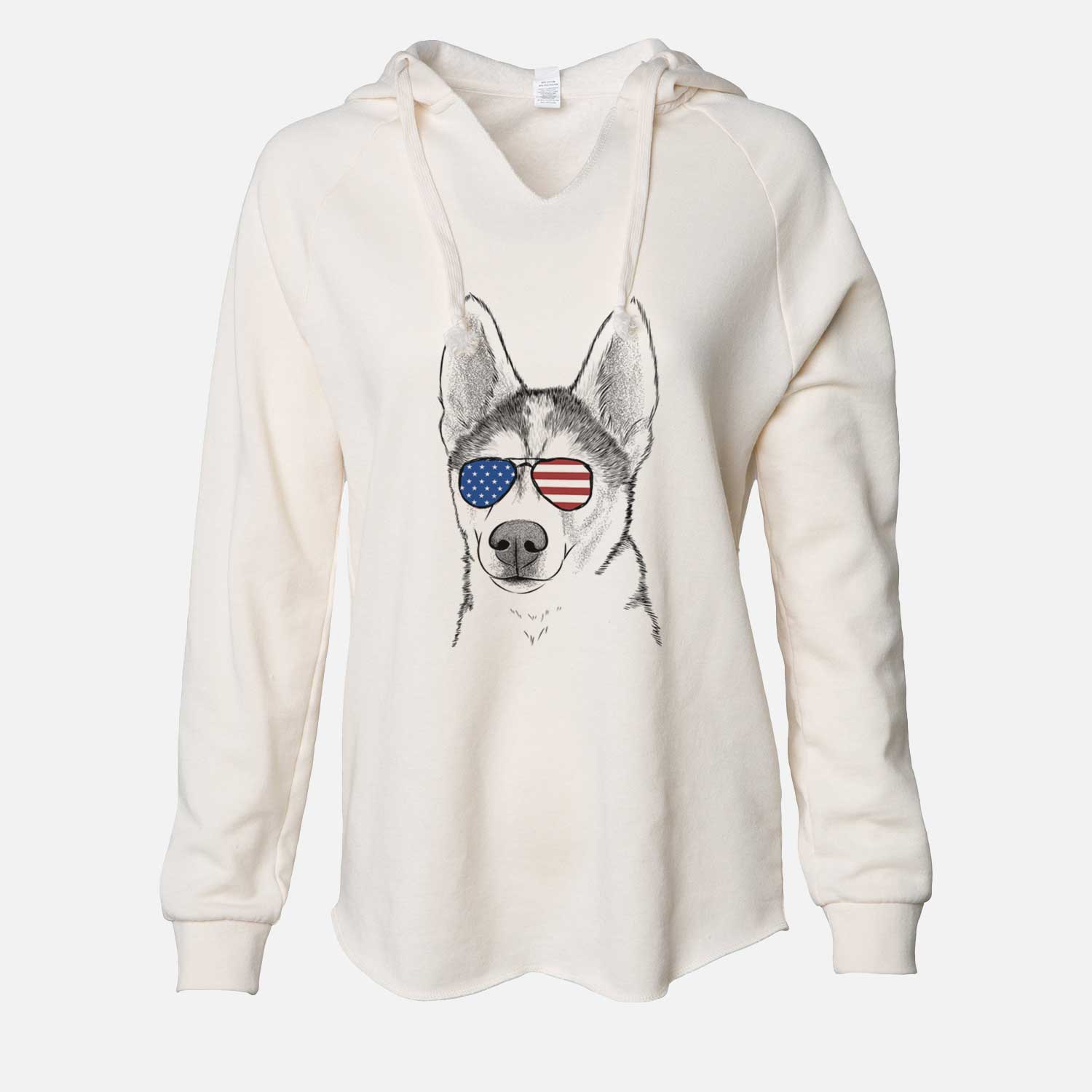 USA Odin the Siberian Husky - Cali Wave Hooded Sweatshirt