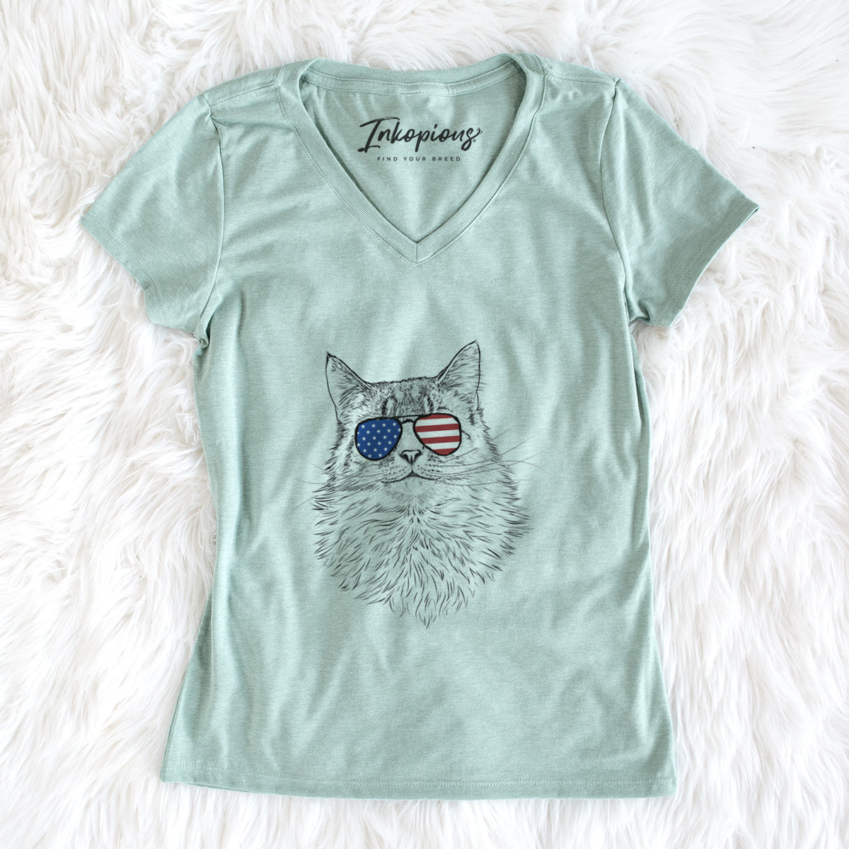 USA Olive the Cat - Women's Perfect V-neck Shirt