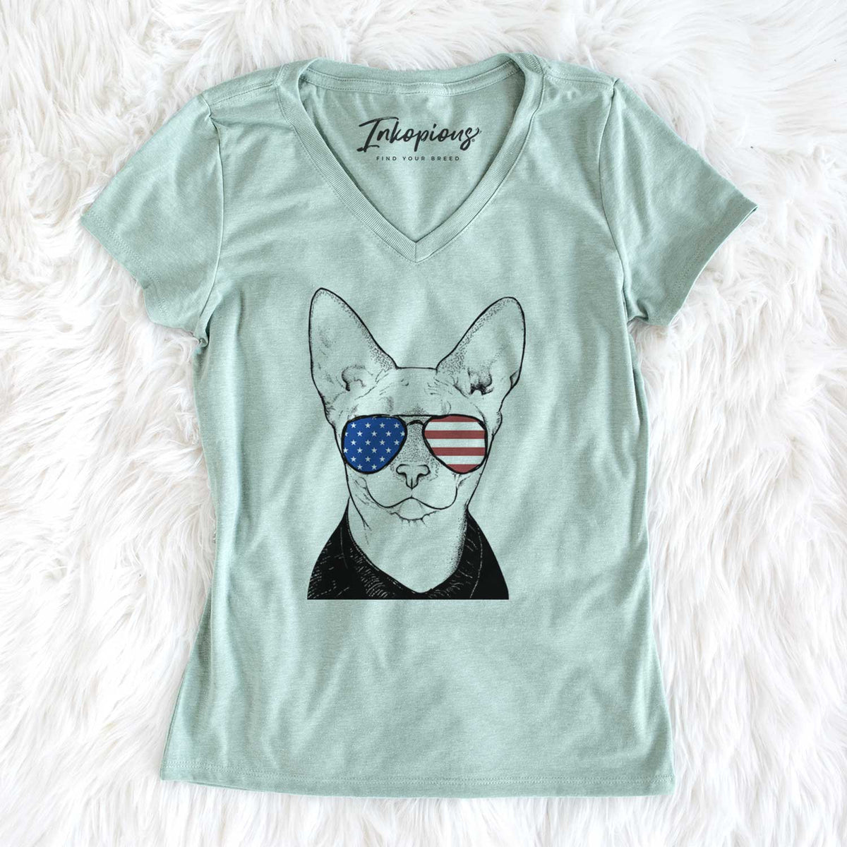 USA Oliver Watson the Sphynx Cat - Women's Perfect V-neck Shirt
