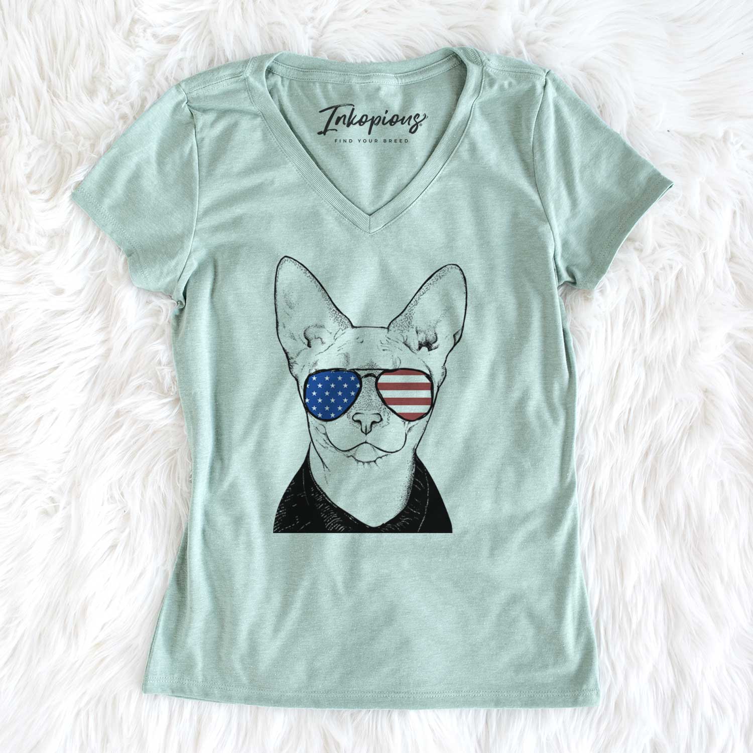 USA Oliver Watson the Sphynx Cat - Women's Perfect V-neck Shirt