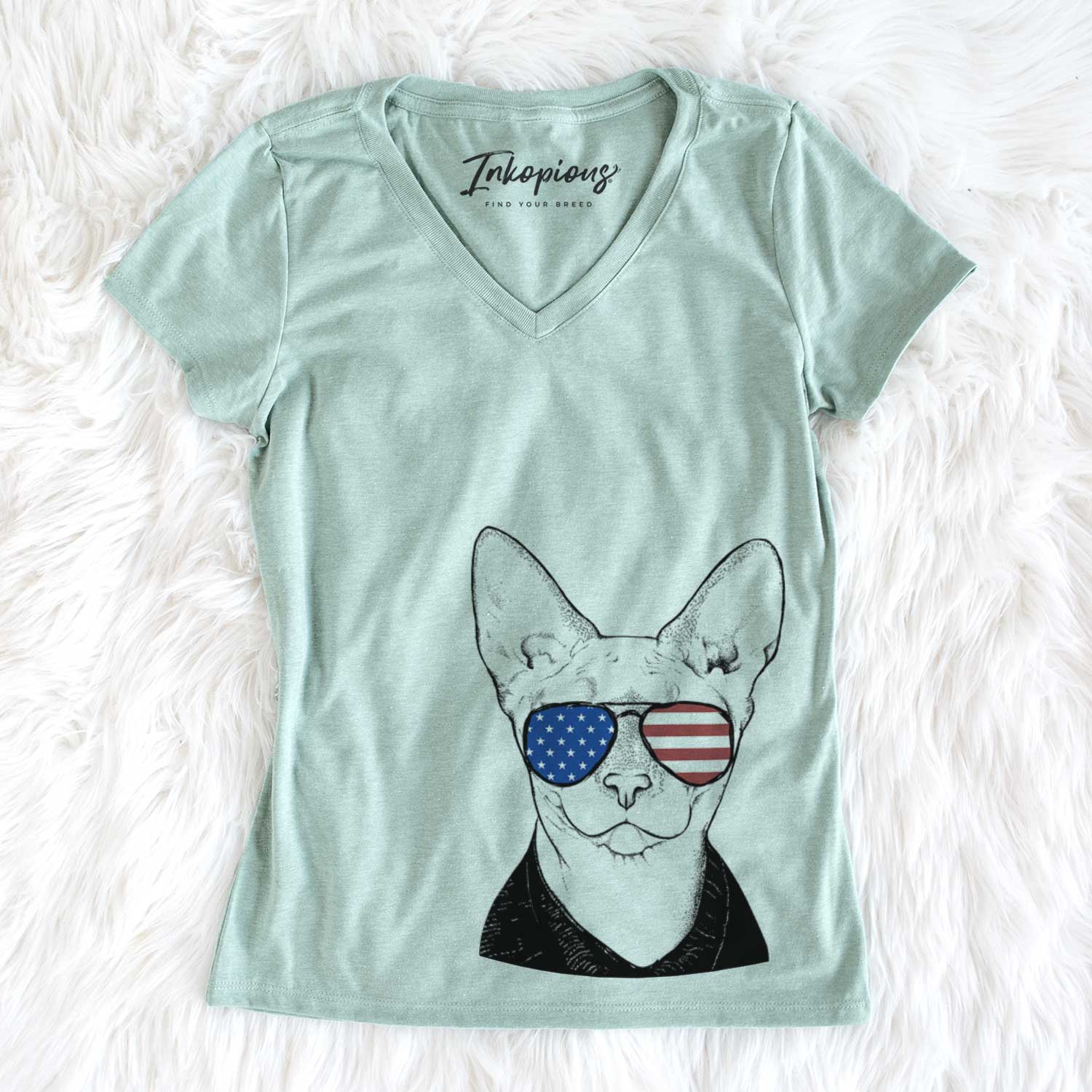 USA Oliver Watson the Sphynx Cat - Women's Perfect V-neck Shirt
