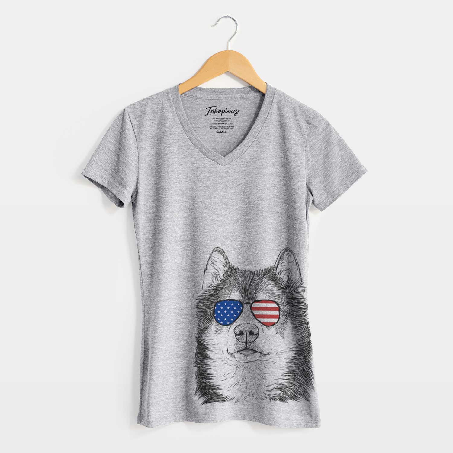 USA Oskar the Canadian Eskimo Dog - Women's Perfect V-neck Shirt