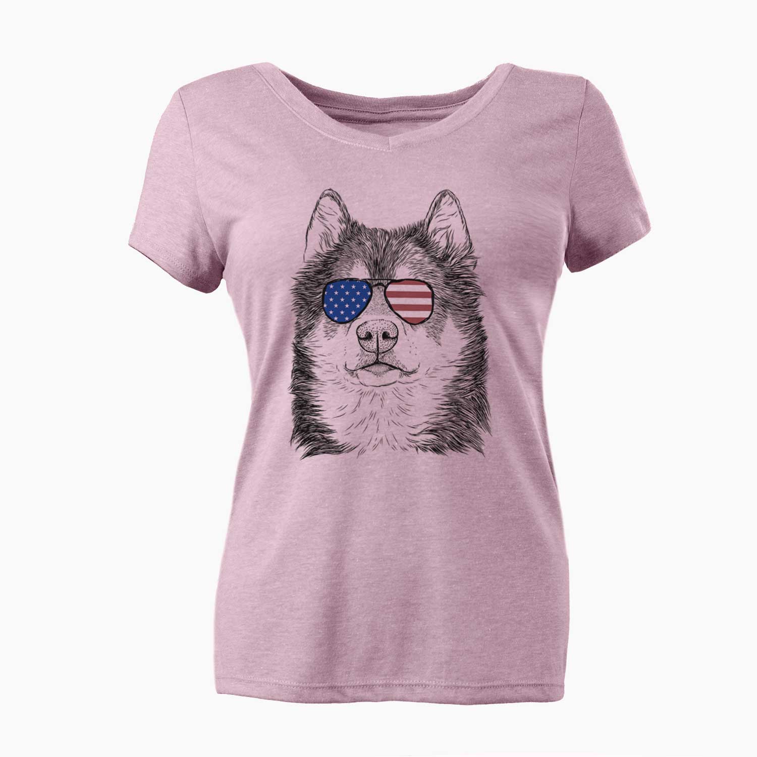 USA Oskar the Canadian Eskimo Dog - Women's Perfect V-neck Shirt