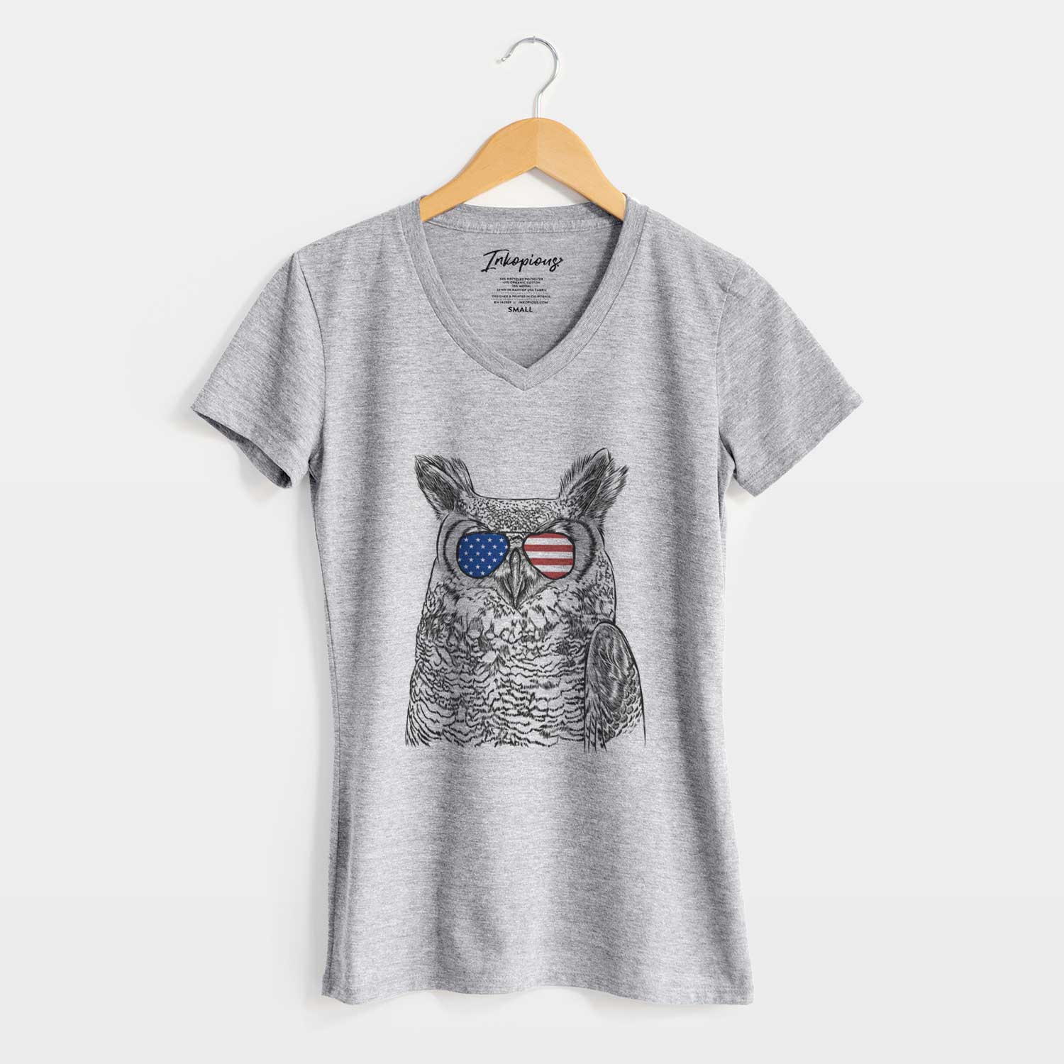 USA Ozwald the Grey Horned Owl - Women's Perfect V-neck Shirt