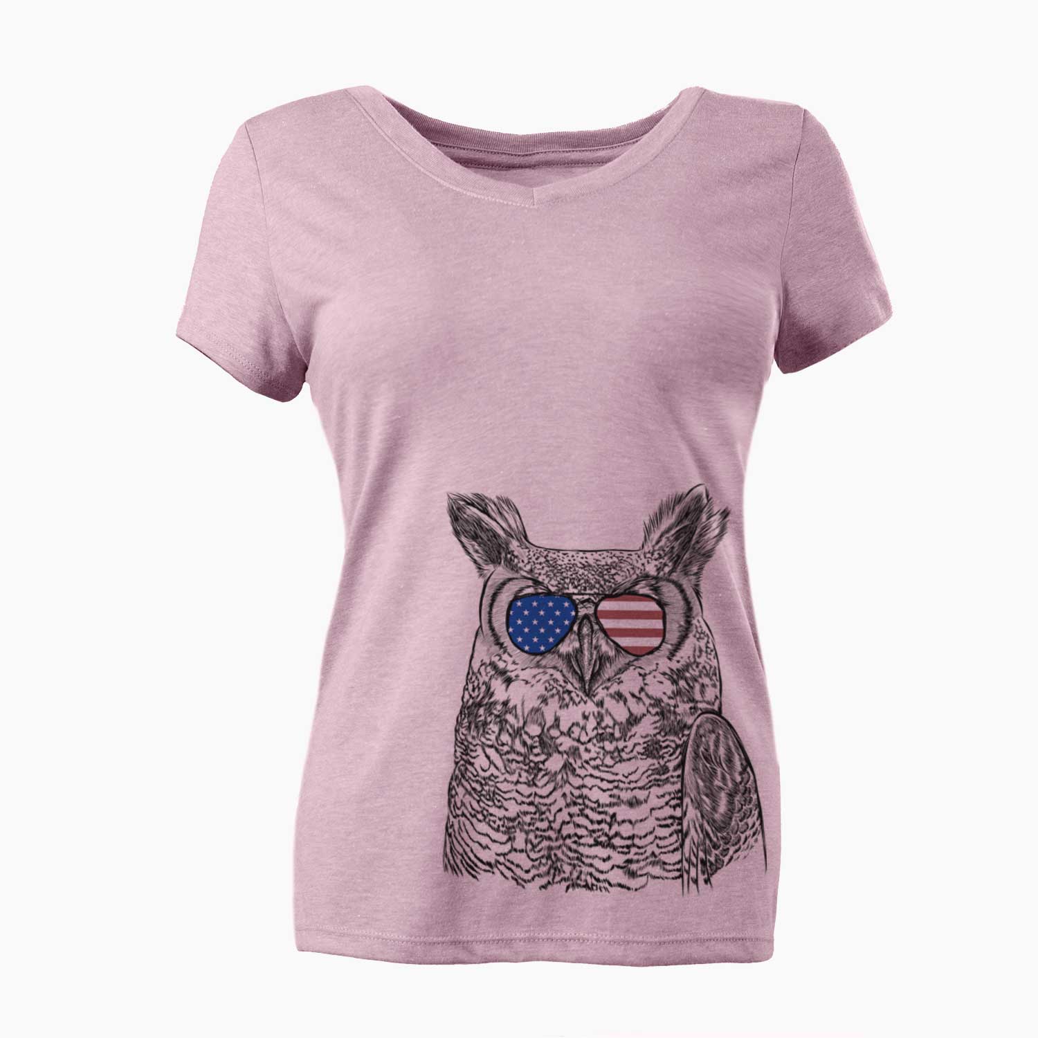 USA Ozwald the Grey Horned Owl - Women's Perfect V-neck Shirt