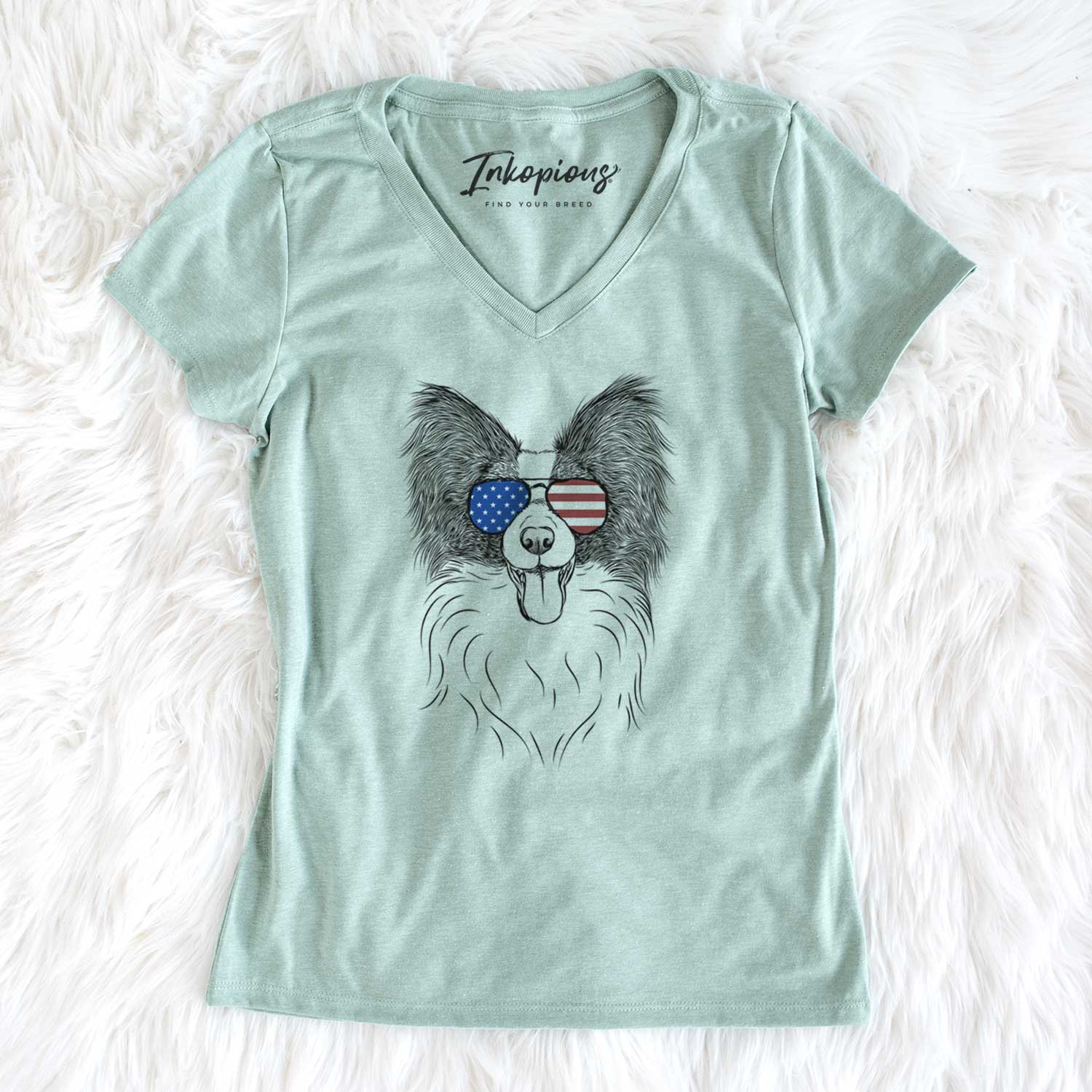 USA Patrick the Papillon - Women's Perfect V-neck Shirt