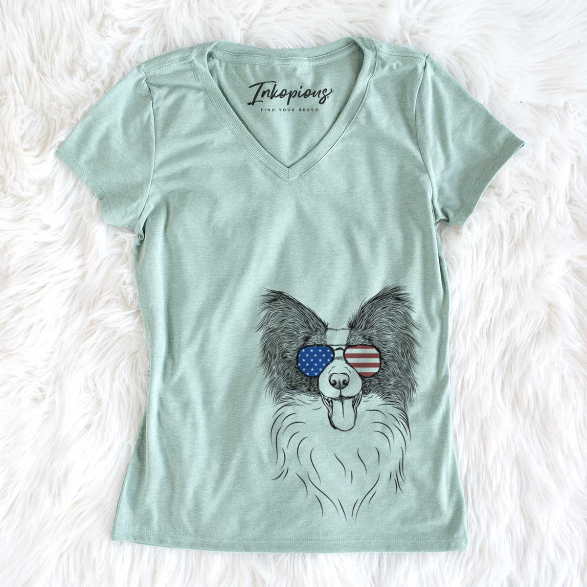 USA Patrick the Papillon - Women's Perfect V-neck Shirt