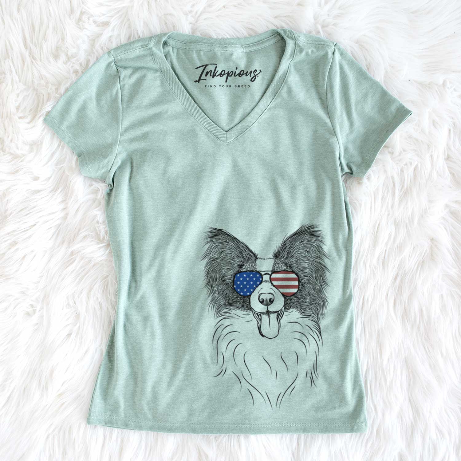 USA Patrick the Papillon - Women's Perfect V-neck Shirt