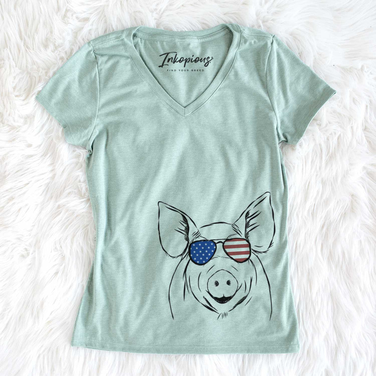 USA Perry the Pig - Women's Perfect V-neck Shirt
