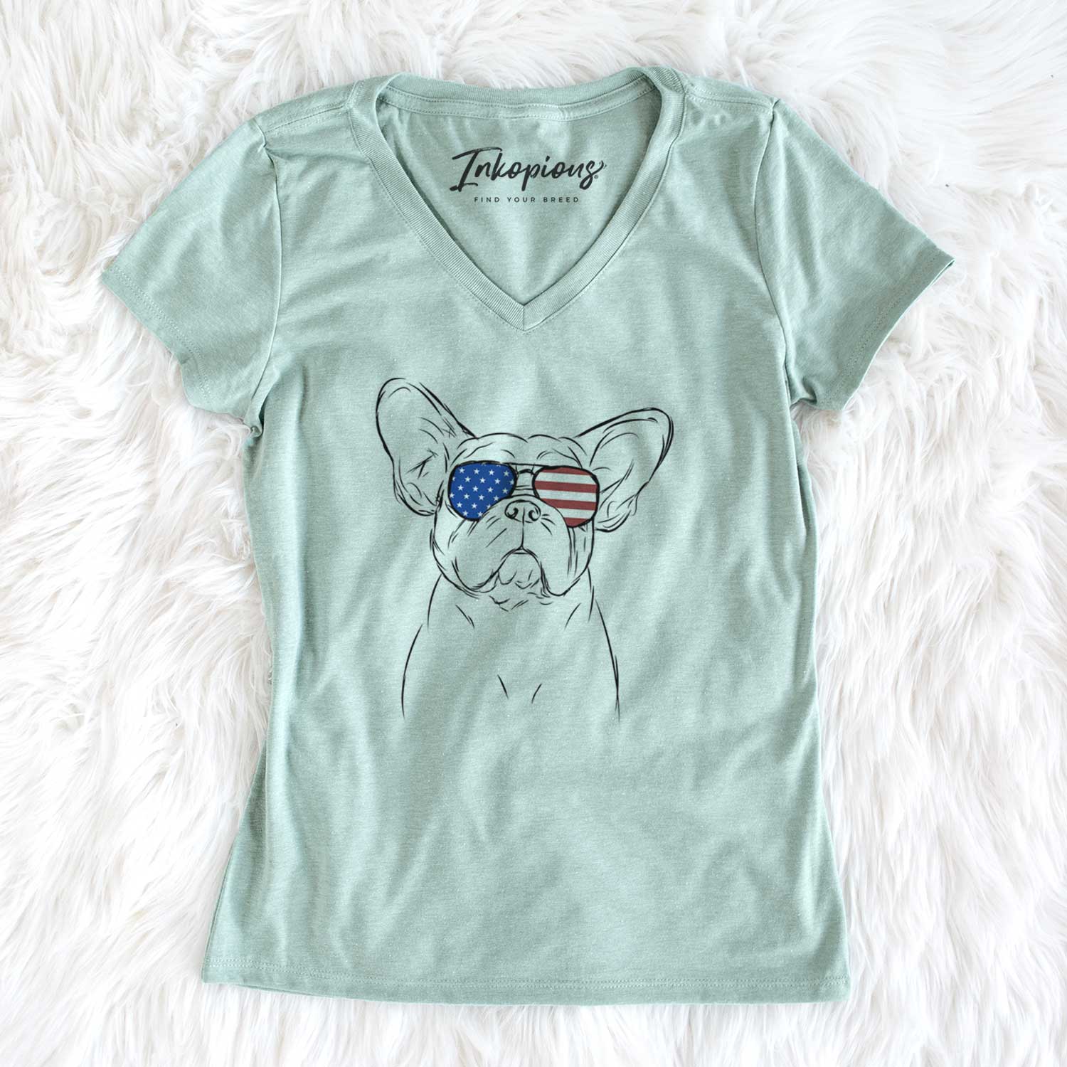 USA Pierre the French Bulldog - Women's Perfect V-neck Shirt